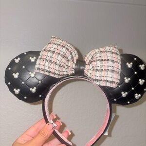 Disney Black and Pink Plaid Ear Headband